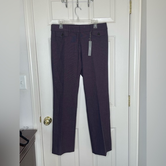 NWT LOFT Textured Purple Straight Leg Dress Pants Size 10 Workwear Career - Picture 1 of 12